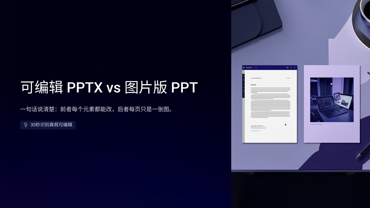 可编辑 PPTX 和图片 PPT 的区别:一张表看懂怎么选